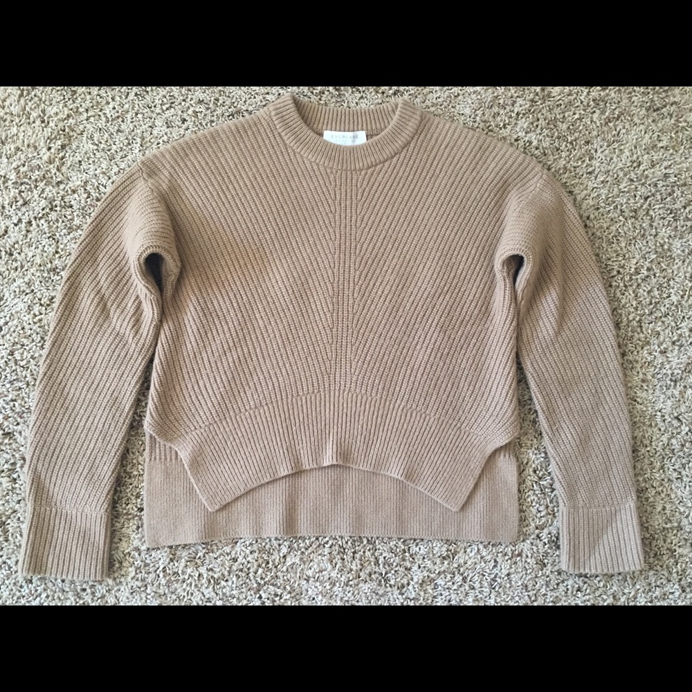 Everlane Premium Ribbed Cashmere Crew Camel